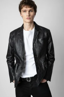 Manteaux Et Vestes^Zadig & Voltaire Blazer En Cuir Froisse Valfried