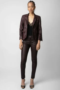 Costumes^Zadig & Voltaire Blazer En Cuir Froisse Verys