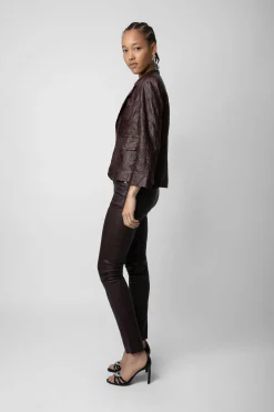 Costumes^Zadig & Voltaire Blazer En Cuir Froisse Verys