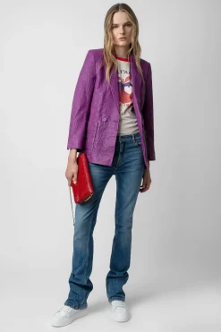 Costumes^Zadig & Voltaire Blazer En Cuir Froisse Visko