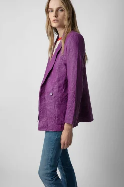 Costumes^Zadig & Voltaire Blazer En Cuir Froisse Visko
