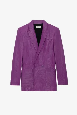 Costumes^Zadig & Voltaire Blazer En Cuir Froisse Visko