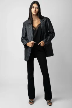 Vestes^Zadig & Voltaire Blazer Venturi En Cuir Froisse