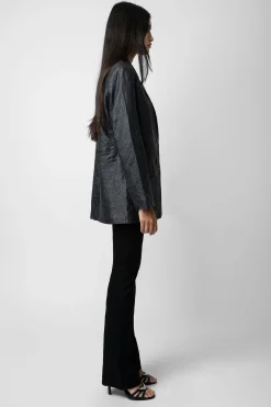 Vestes^Zadig & Voltaire Blazer Venturi En Cuir Froisse