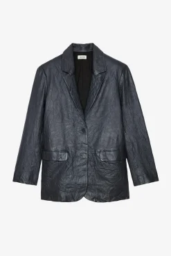 Vestes^Zadig & Voltaire Blazer Venturi En Cuir Froisse