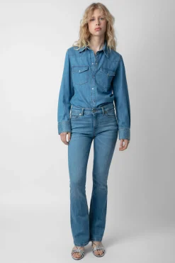 Chemises Et Hauts^Zadig & Voltaire Chemise Thelma En Denim A Strass