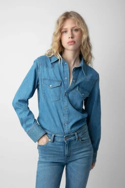 Chemises Et Hauts^Zadig & Voltaire Chemise Thelma En Denim A Strass