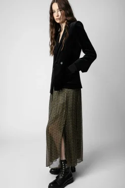 Robes Et Jupes^Zadig & Voltaire Jupe Zv En Mousseline De Soie Jade