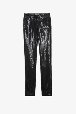 Costumes^Zadig & Voltaire Pantalon A Sequins Prune