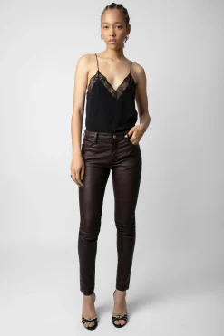 Costumes^Zadig & Voltaire Pantalon En Cuir Froisse Phlame