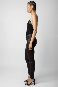 Costumes^Zadig & Voltaire Pantalon En Cuir Froisse Phlame