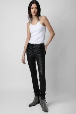 Pantalons Et Shorts^Zadig & Voltaire Pantalon En Cuir Froisse Phlame