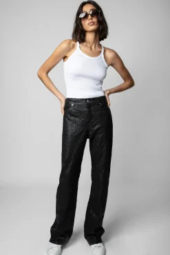 Pantalons Et Shorts^Zadig & Voltaire Pantalon En Cuir Froisse Evy