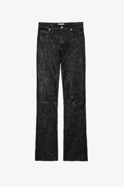 Pantalons Et Shorts^Zadig & Voltaire Pantalon En Cuir Froisse Evy
