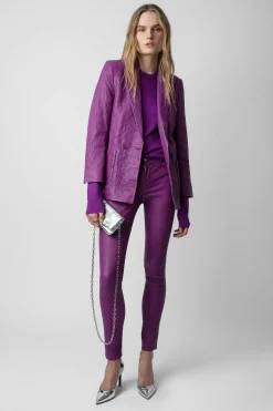 Costumes^Zadig & Voltaire Pantalon En Cuir Froisse Phlame