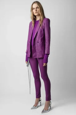 Costumes^Zadig & Voltaire Pantalon En Cuir Froisse Phlame