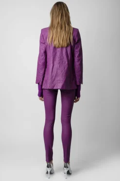 Costumes^Zadig & Voltaire Pantalon En Cuir Froisse Phlame