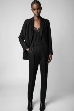 Costumes^Zadig & Voltaire Pantalon Etoile Strass Prune