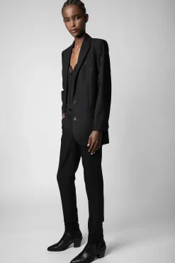 Costumes^Zadig & Voltaire Pantalon Etoile Strass Prune