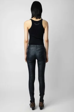 Costumes^Zadig & Voltaire Pantalon Phlame Cuir Froisse