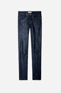 Costumes^Zadig & Voltaire Pantalon Phlame Cuir Froisse
