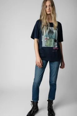 T-Shirts^Zadig & Voltaire T-Shirt A Strass Et Imprime Photo Avec Noeud