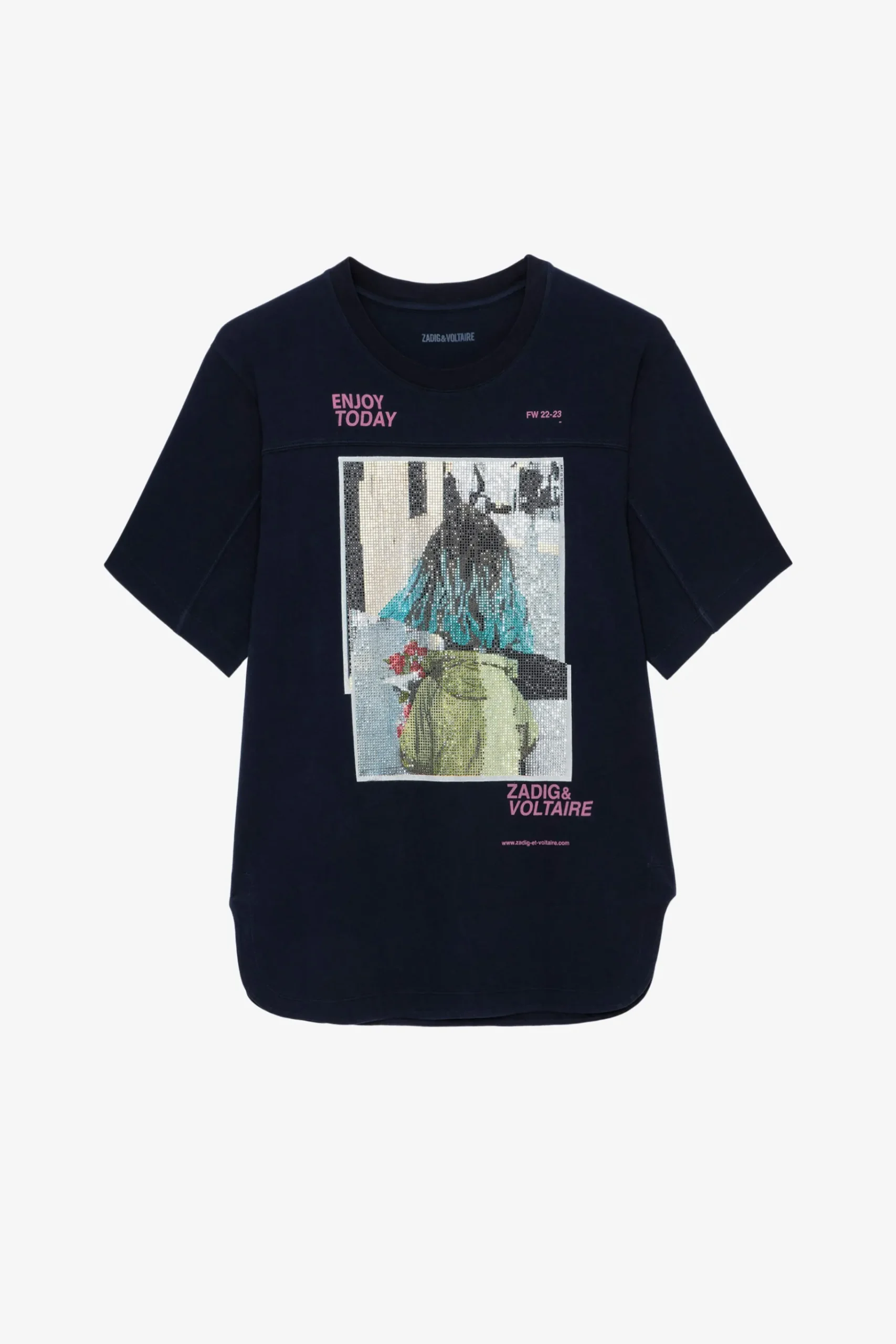 T-Shirts^Zadig & Voltaire T-Shirt A Strass Et Imprime Photo Avec Noeud