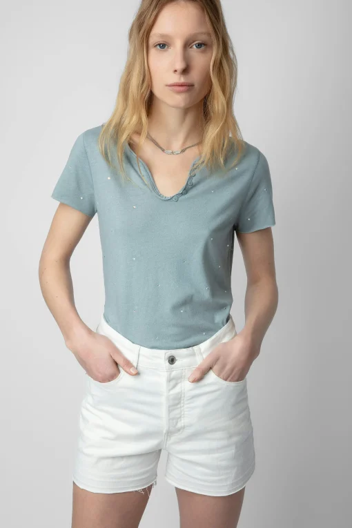 T-Shirts^Zadig & Voltaire T-Shirt Henley A Strass