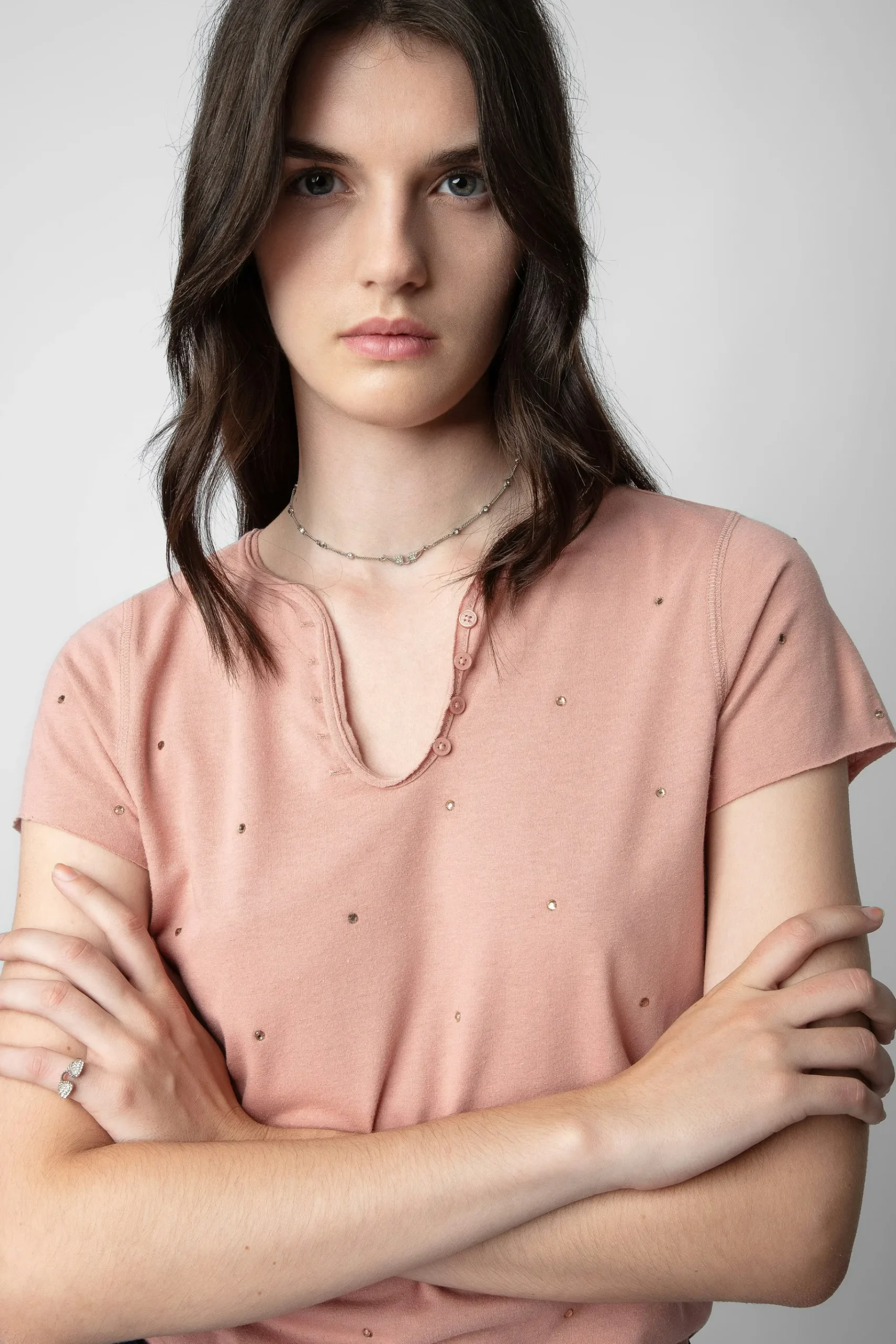 T-Shirts^Zadig & Voltaire T-Shirt Henley A Strass
