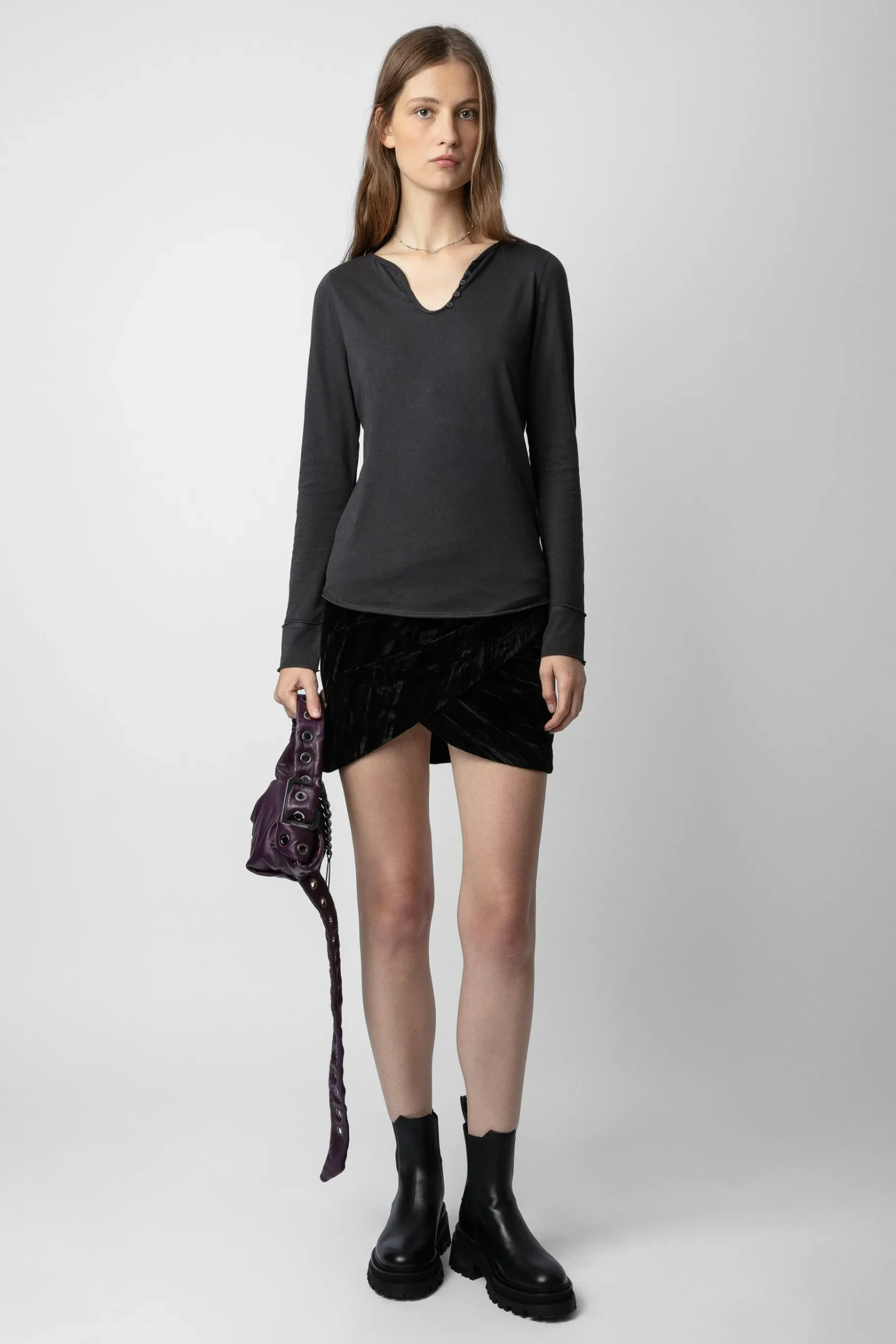T-Shirts^Zadig & Voltaire T-Shirt Henley C'Est La Faute A Voltaire