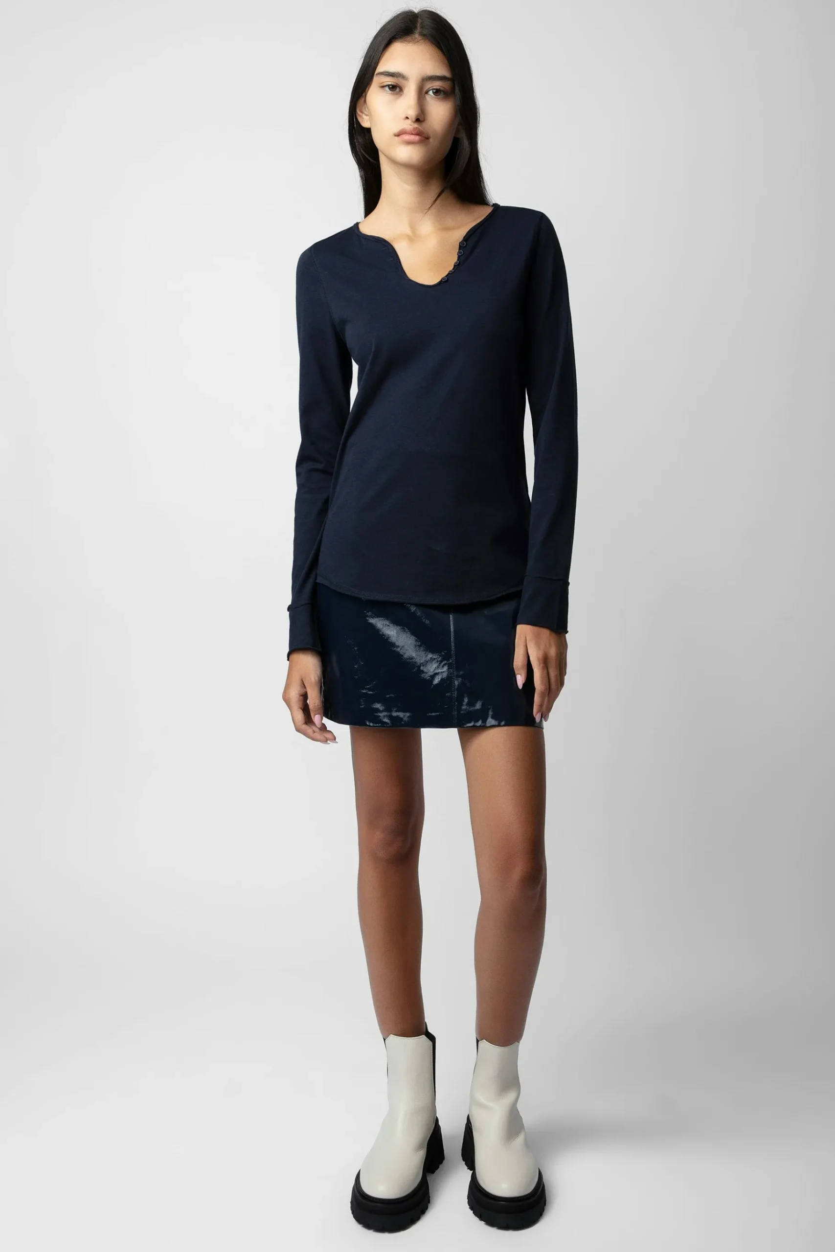 T-Shirts^Zadig & Voltaire T-Shirt Henley C'Est La Faute A Voltaire
