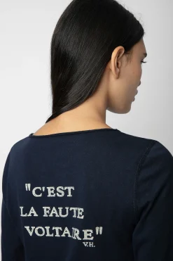 T-Shirts^Zadig & Voltaire T-Shirt Henley C'Est La Faute A Voltaire