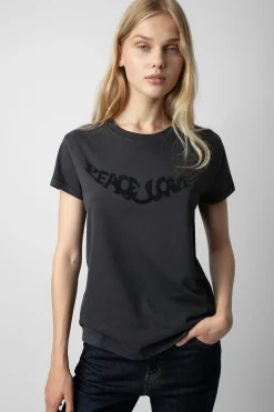 T-Shirts^Zadig & Voltaire T-Shirt Walk Peace & Love Strass