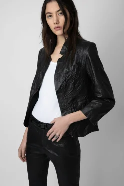 Vestes^Zadig & Voltaire Verys Blazer Cuir Froisse