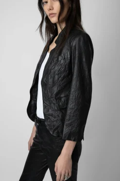 Vestes^Zadig & Voltaire Verys Blazer Cuir Froisse