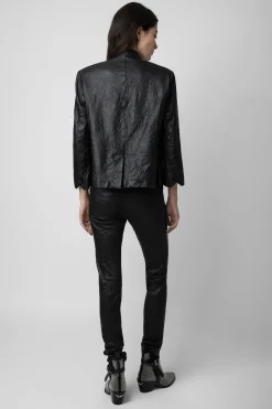 Vestes^Zadig & Voltaire Verys Blazer Cuir Froisse