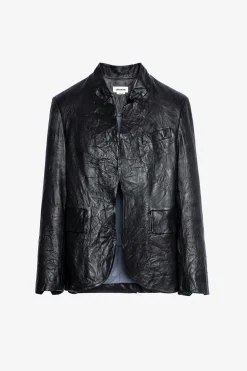 Vestes^Zadig & Voltaire Verys Blazer Cuir Froisse