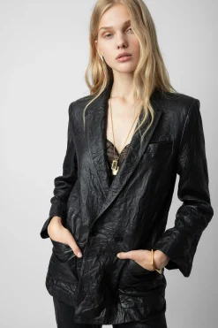 Vestes^Zadig & Voltaire Veste En Cuir Froisse Visco